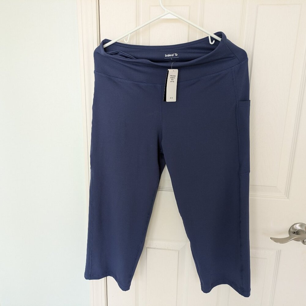 Baleaf - Navy blue -  Large - Wide leg Yoga type knit - crop length